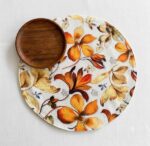Plato Redondo de flores naranja COM-PLS-102 V2